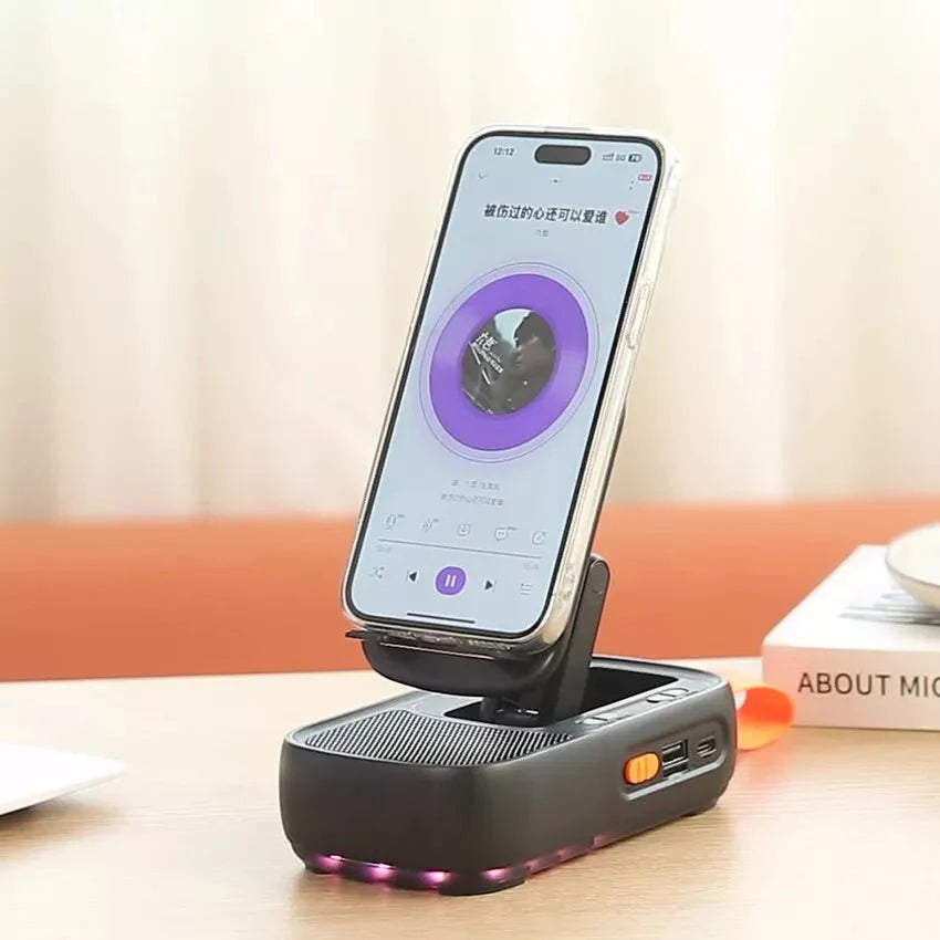 2 in 1 Mobile Holder with Bluetooth Speaker Watch, Listen, Enjoy